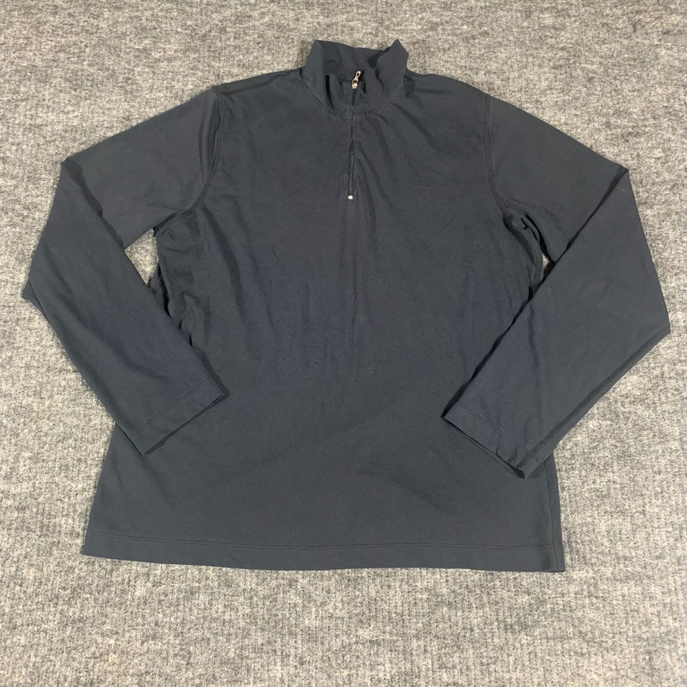 Lands' End‎ Top Womens Medium Black Quarter Zip Long Sleeve Shirt Stretch Light